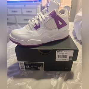 Jordan White and Purple High-Top Sneakers